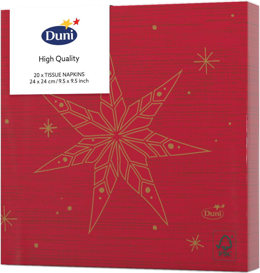 Duni servetten Star Stories rood 24 x 24 cm 20 stuks