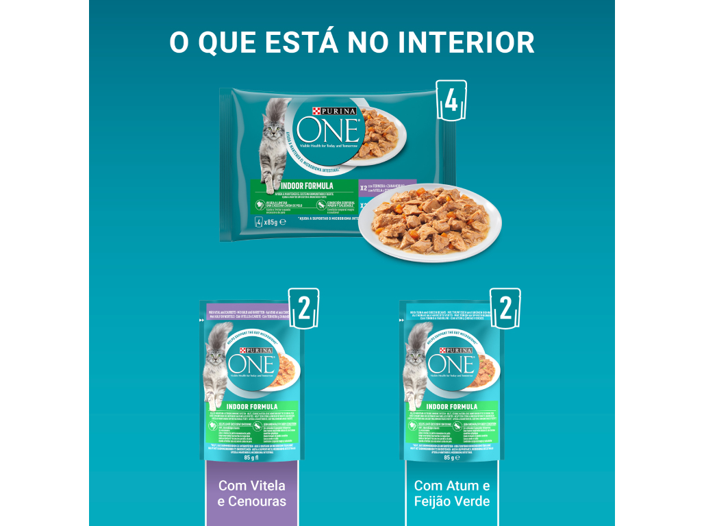 COMIDA HÚMIDA PARA GATO PURINA ONE INDOOR 4X85G