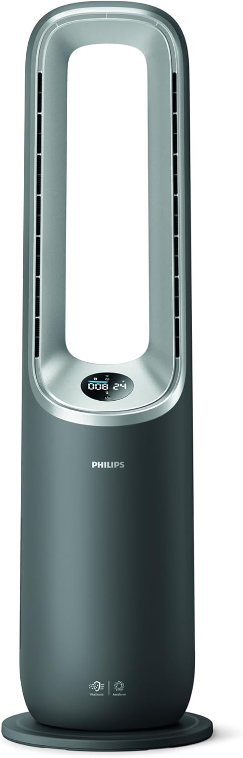 Philips Air Performer 3-in-1: Luftreiniger, Heiz- und Kühlgebläse - Reinigt 70 m², Entfernt 99,97% der Allergene und Schadstoffe. HEPA-Filter, Intelligente Sensoren, Alexa, App. (AMF870/15)