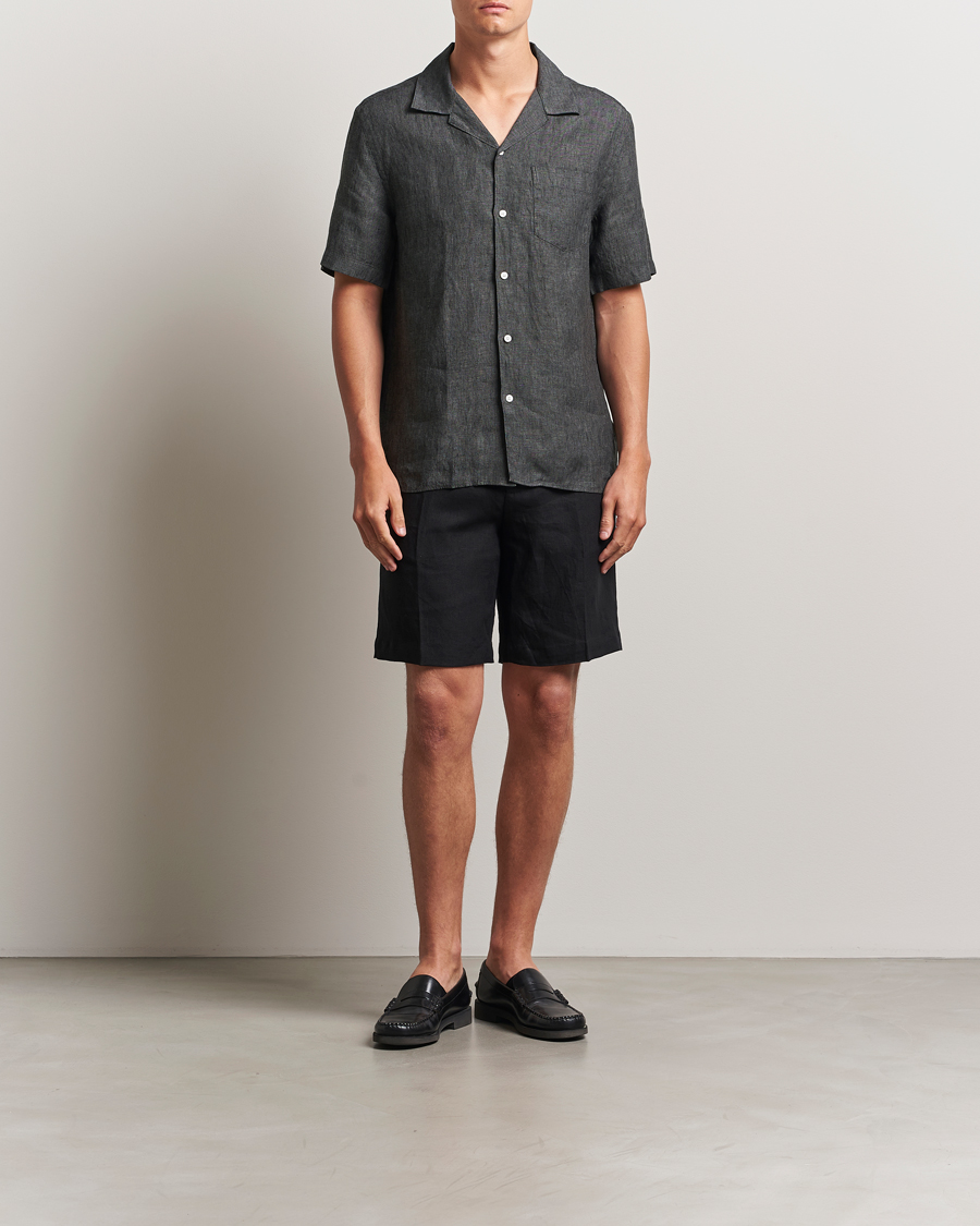 J.Lindeberg Elio Linen Melange Shirt Black