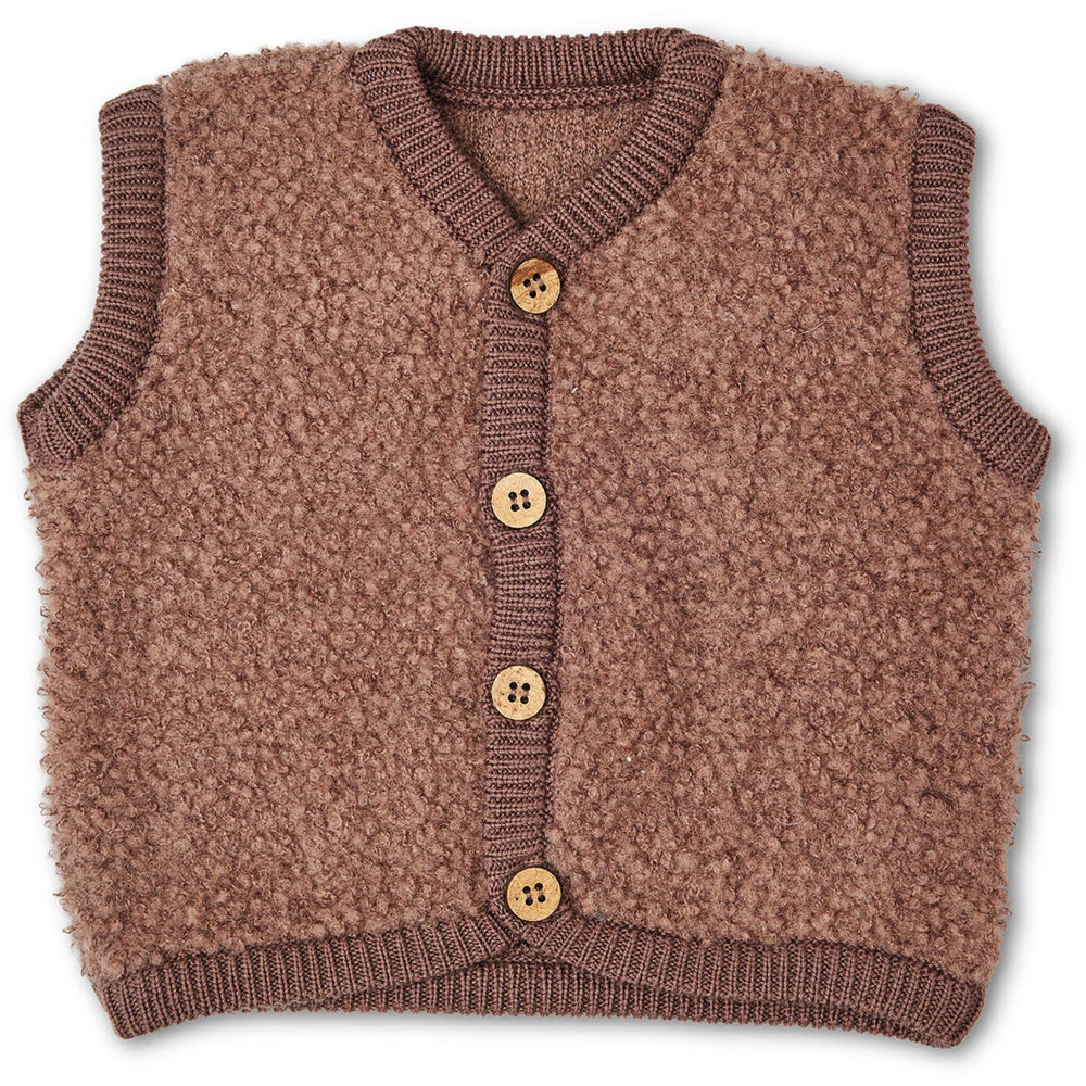 Køb Smallstuff Rose Brown Vest Bouclé Merino Uld Med Knapper