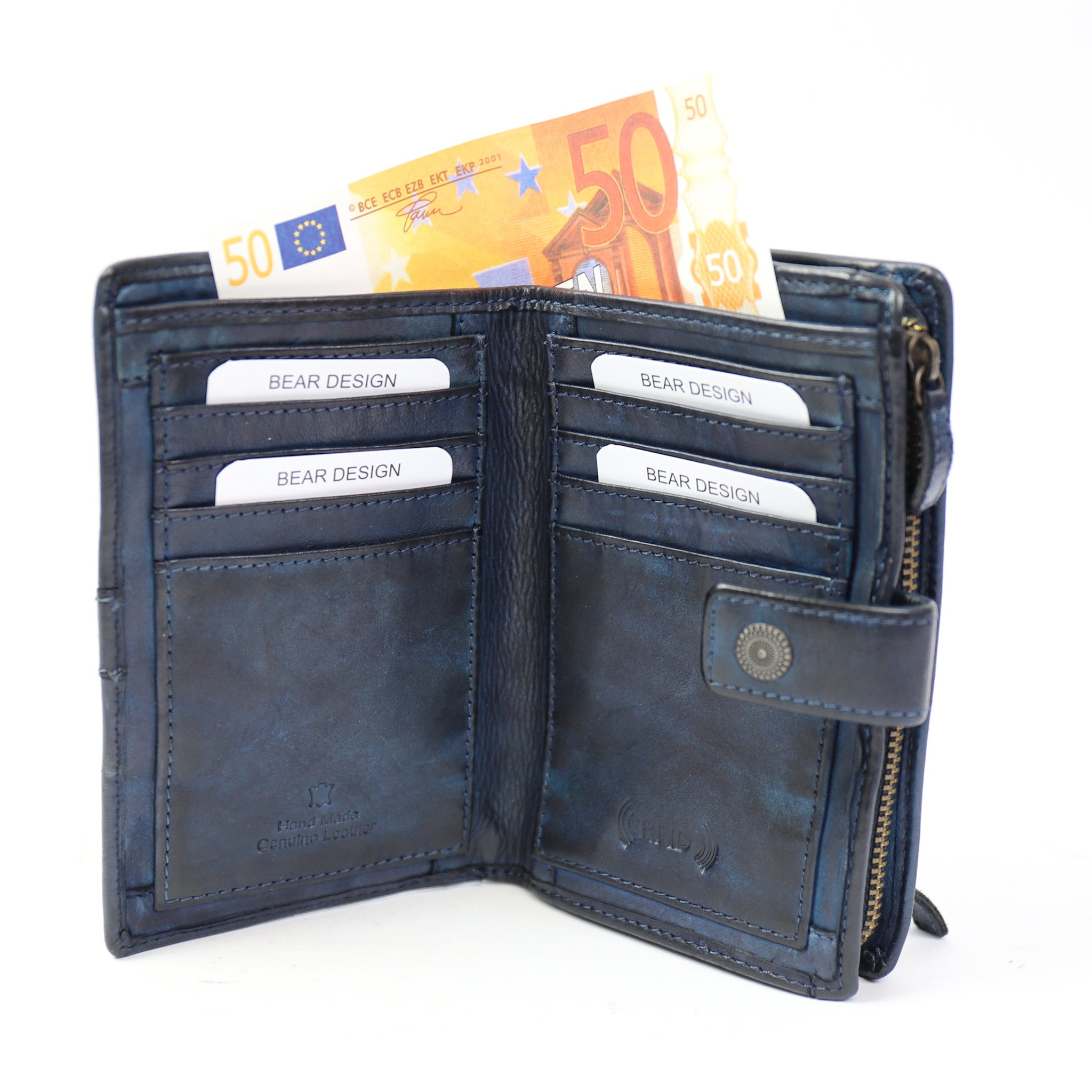 Portemonnee 'Sanne' donkerblauw studs Donkerblauw
