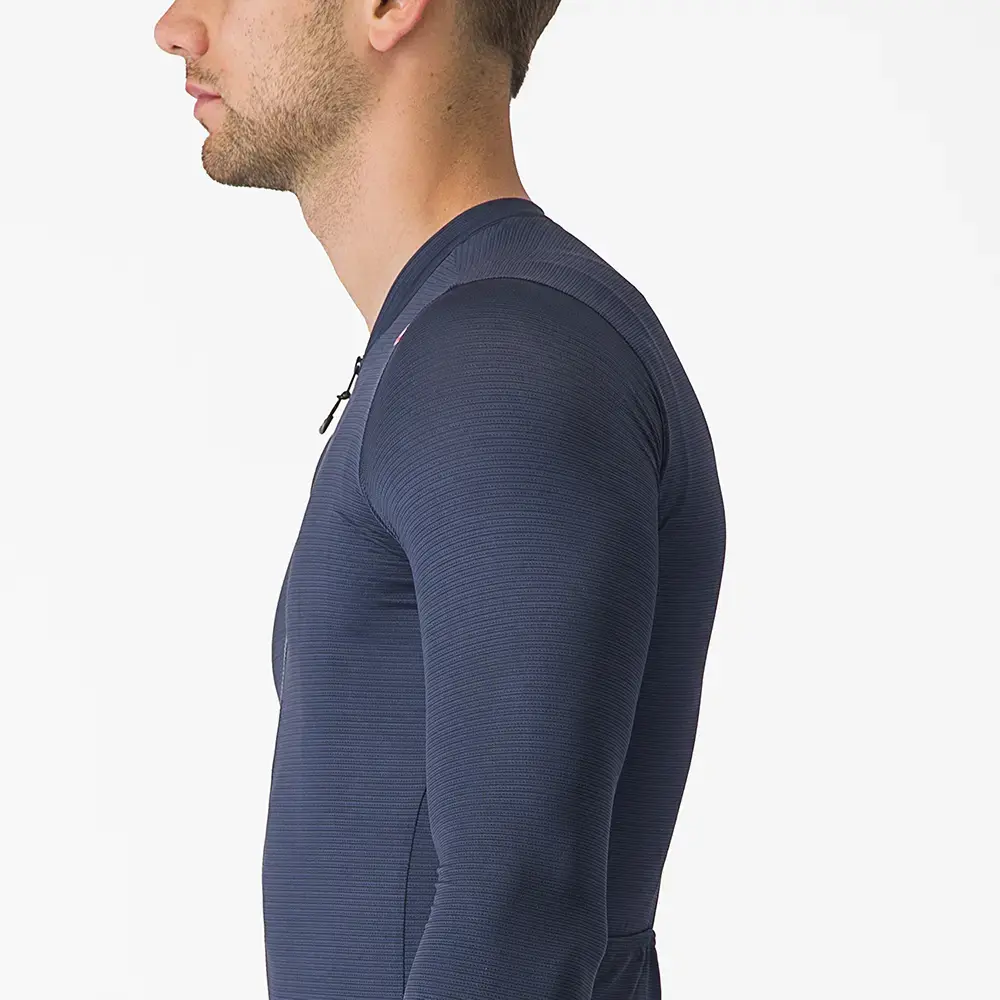 Castelli Espresso Fietsshirt Lange Mouwen Blauw/Zilver Heren