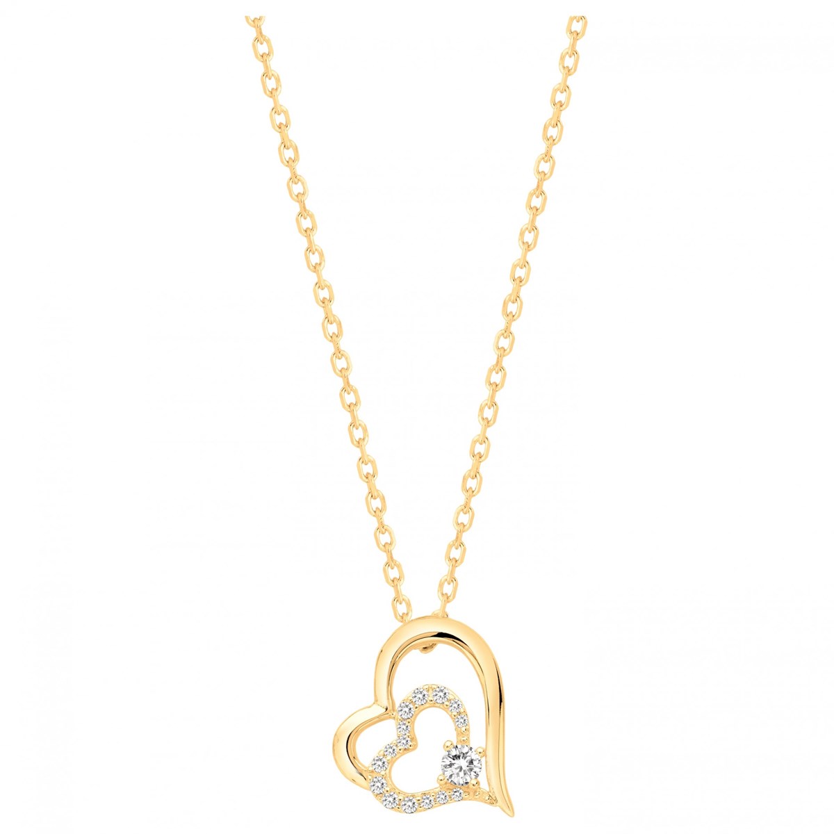 Collier en Plaqué Or avec oxyde de zirconium blanc