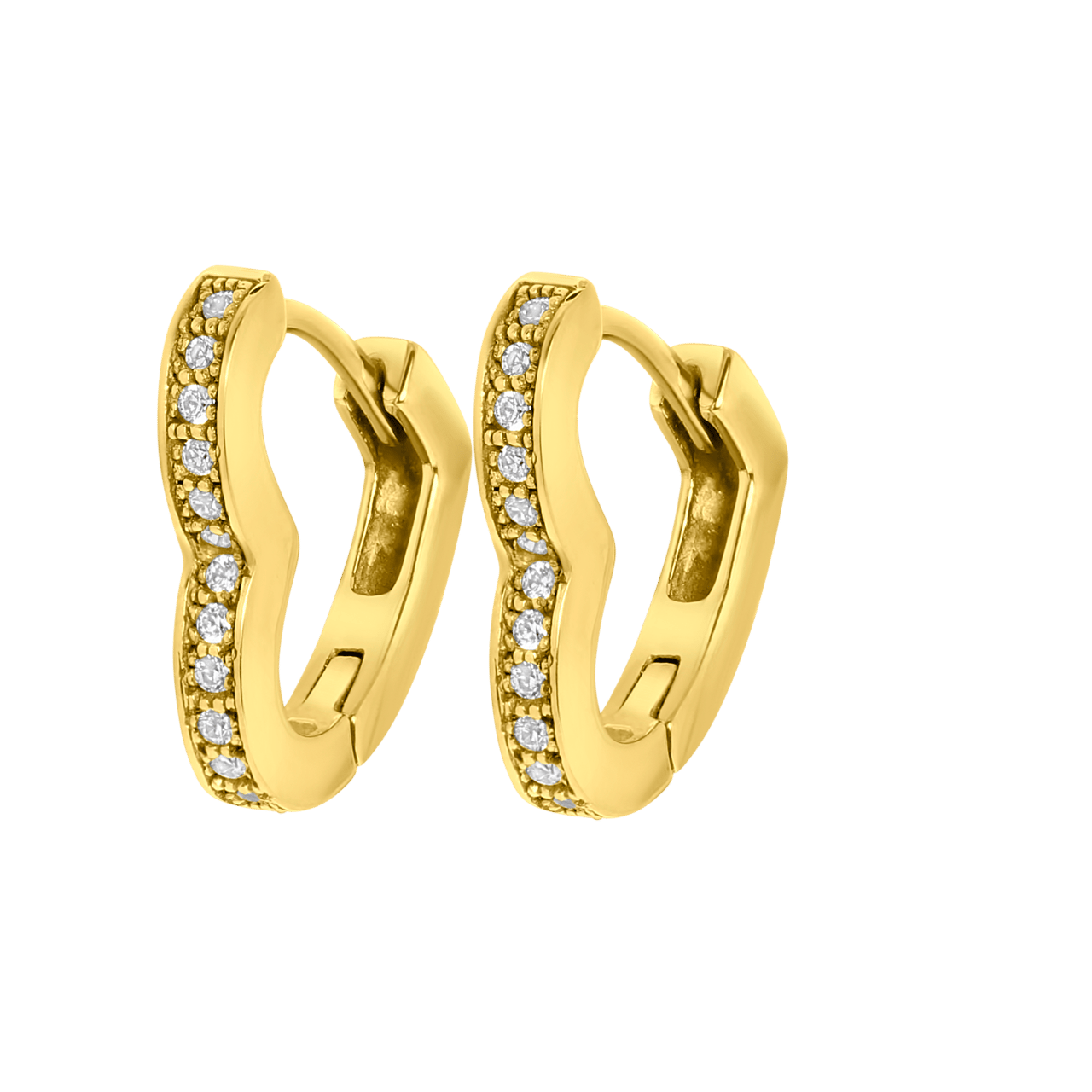 Stalen goldplated oorbellen met zirkonia steentjes