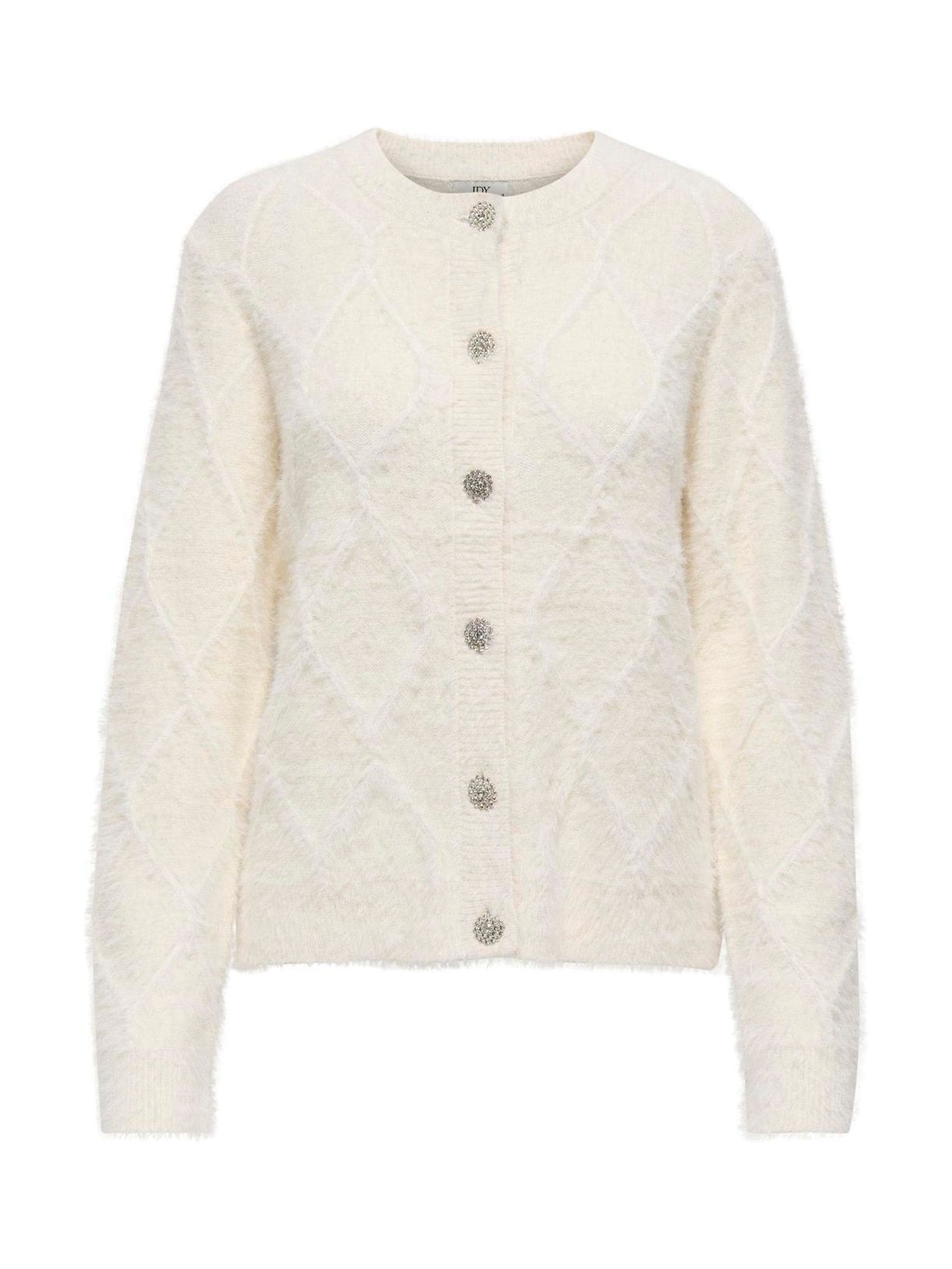 JDY Jewel Button Round Neck Cardigan