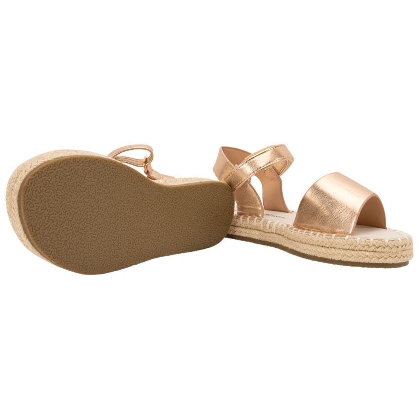 Sandales rose gold effet satiné à semelle en corde pour fille