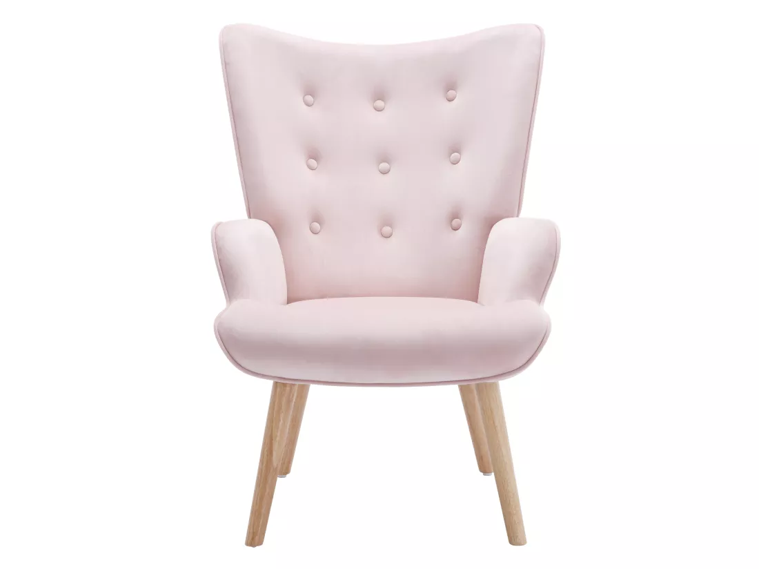 Fauteuil en velours rose VATELY