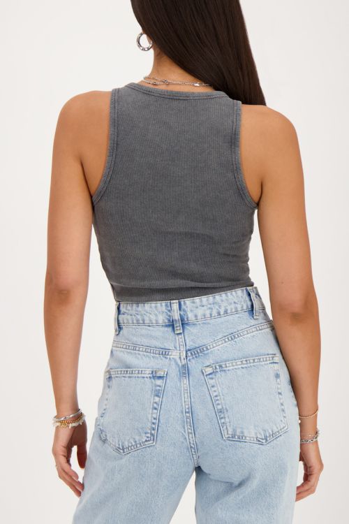 Grijze tanktop met rib structuur