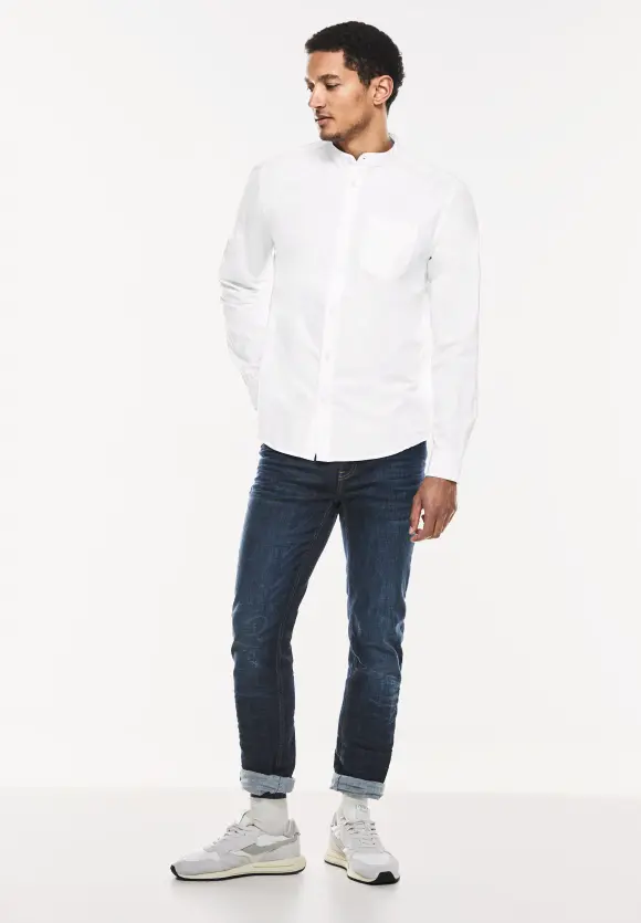 Stehkragen Hemd - White