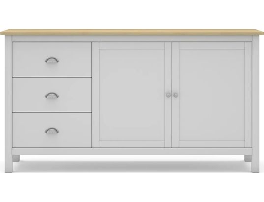 CONCEPT1 - Bahut Buffet Misti 2P3T blanc chêne 150 x 40 x h80,5cm