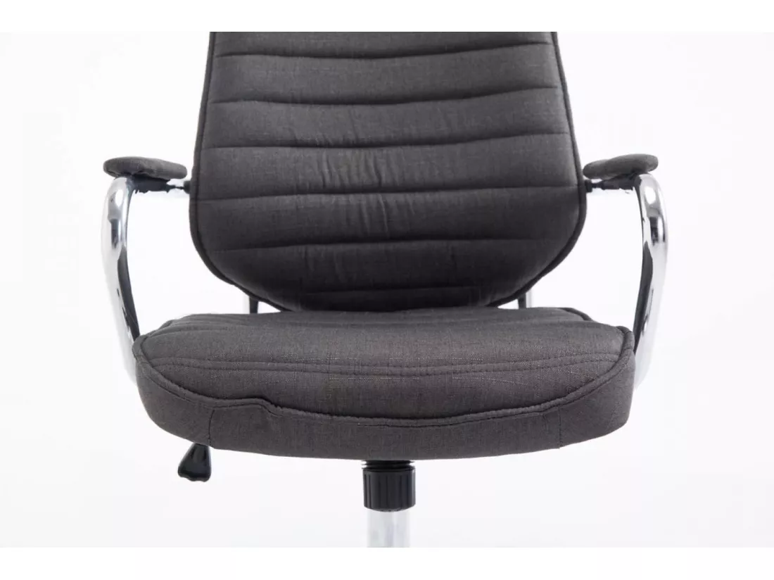 Chaise de bureau - Tissu & Métal chromé - Gris foncé - Rako