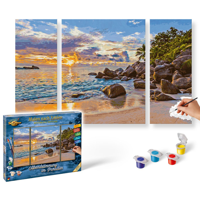 Malen nach Zahlen - Abendstimmung im Paradies - Meisterklasse Triptychon