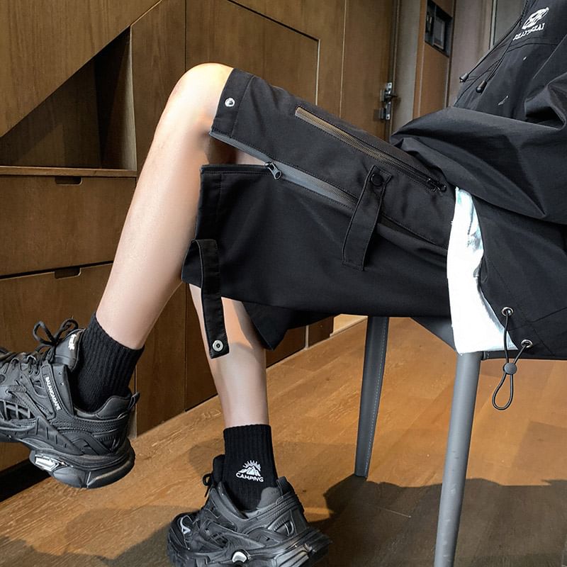 Posive - Effen shorts met trekkoord in de taille en ritssluiting