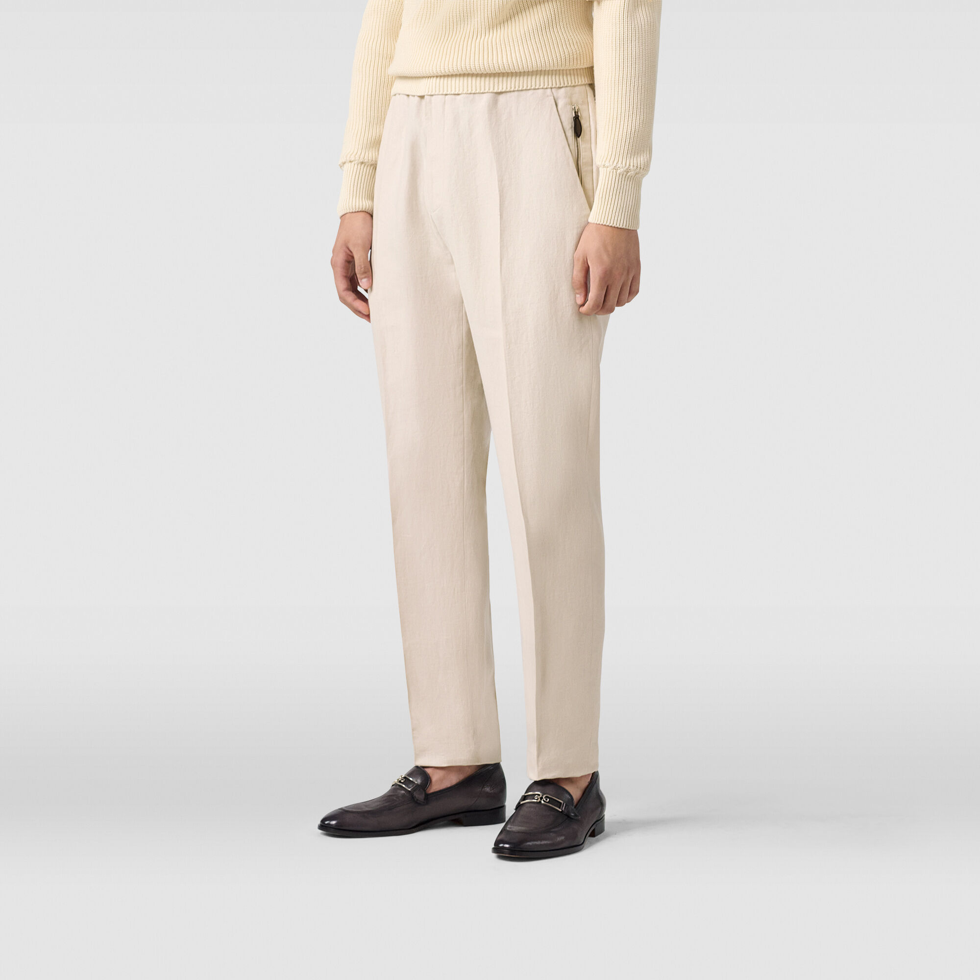 Pantalon À Cordon En Lin