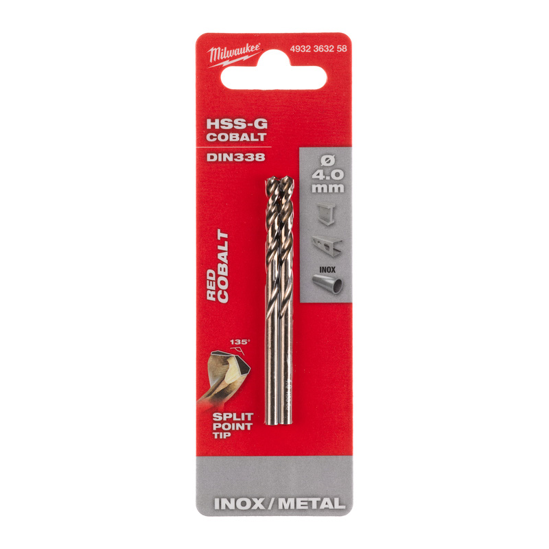 Milwaukee metaalboor HSS-GC RED Cobalt 4x75mm
