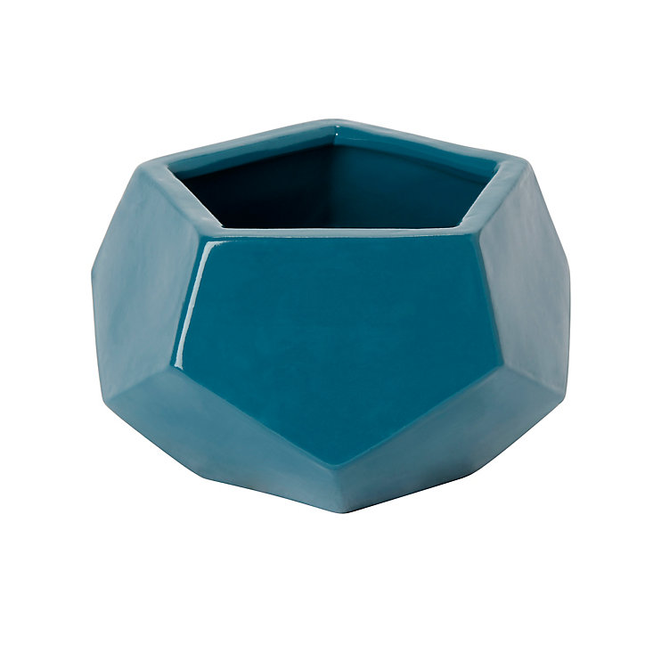Pot rond émaillé motifs géométriques bleu ø9 cm