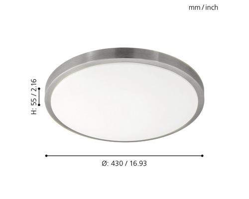 LED wandlamp 24W 2600 lm 3000 K Ø 43 cm Competa wit/nikkel/mat