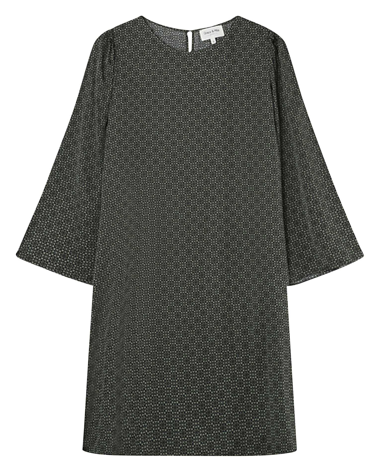 LUCIE - Robe col rond imprimée | Vert