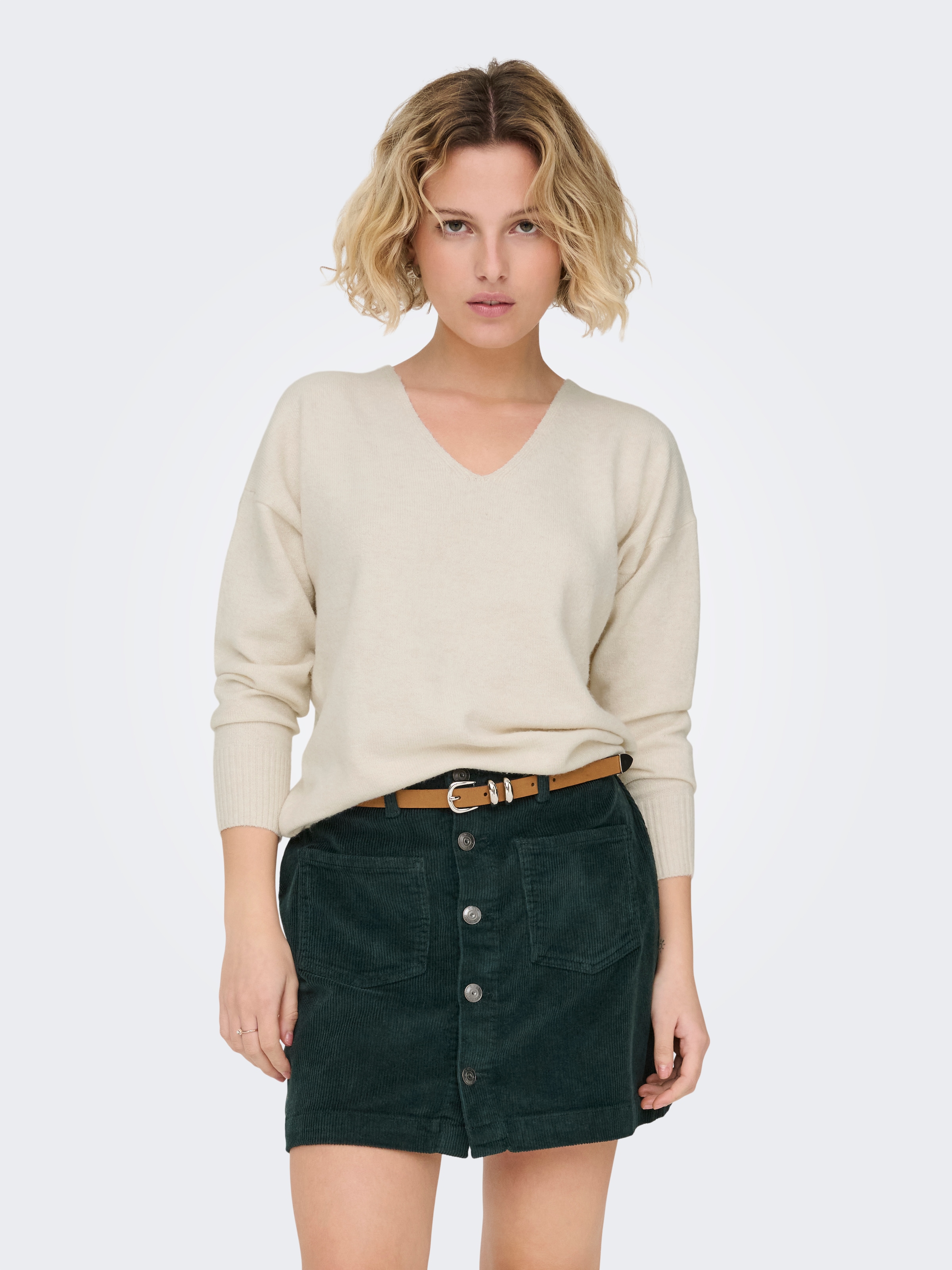 ONLY V-Ausschnitt-Pullover »ONLRICA LIFE L/S V-NECK PULLO KNT NOOS«, mit V-Ausschnitt