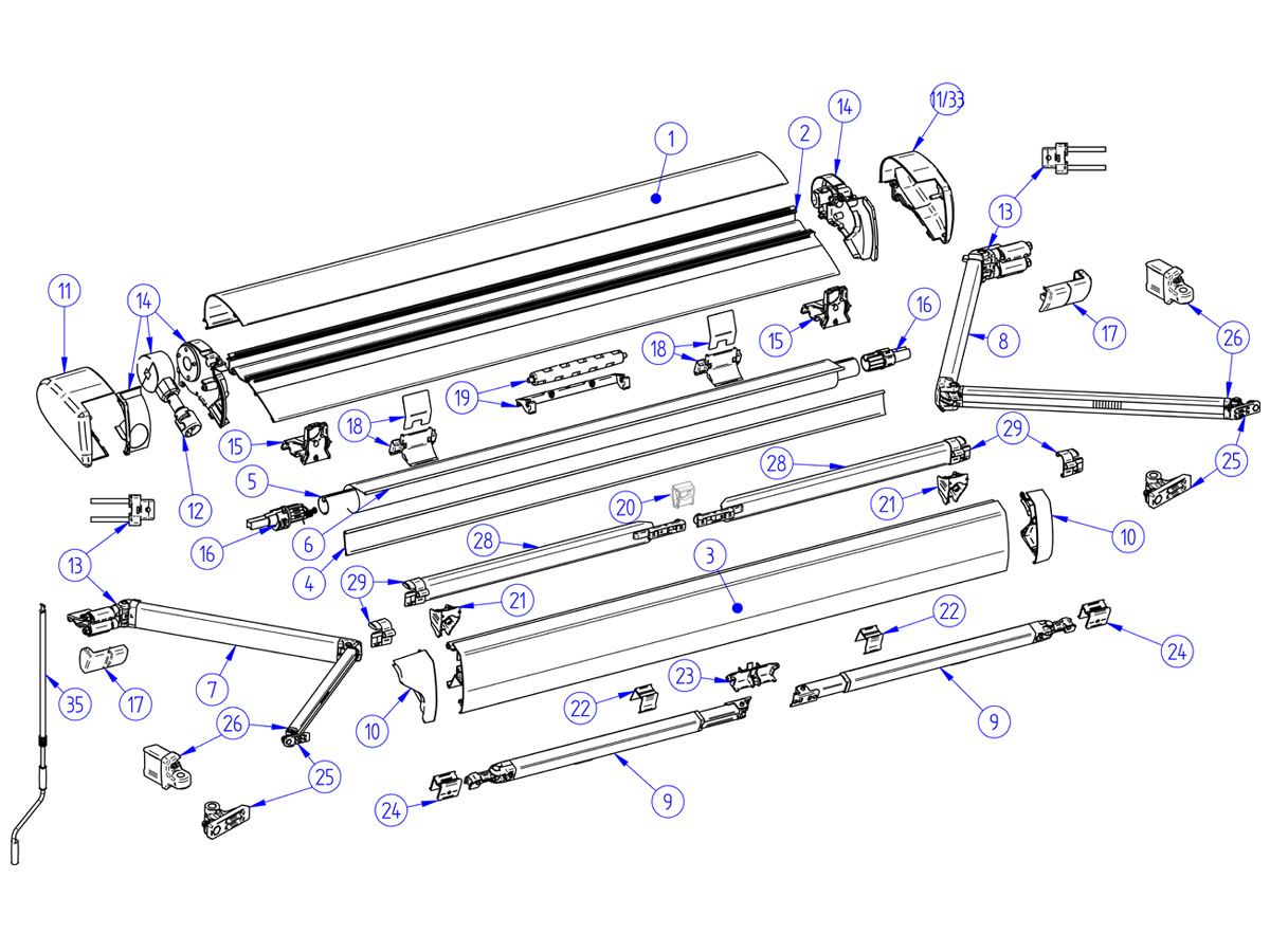 Thule Omnistor set eindkappen cassette 6300 aluminium