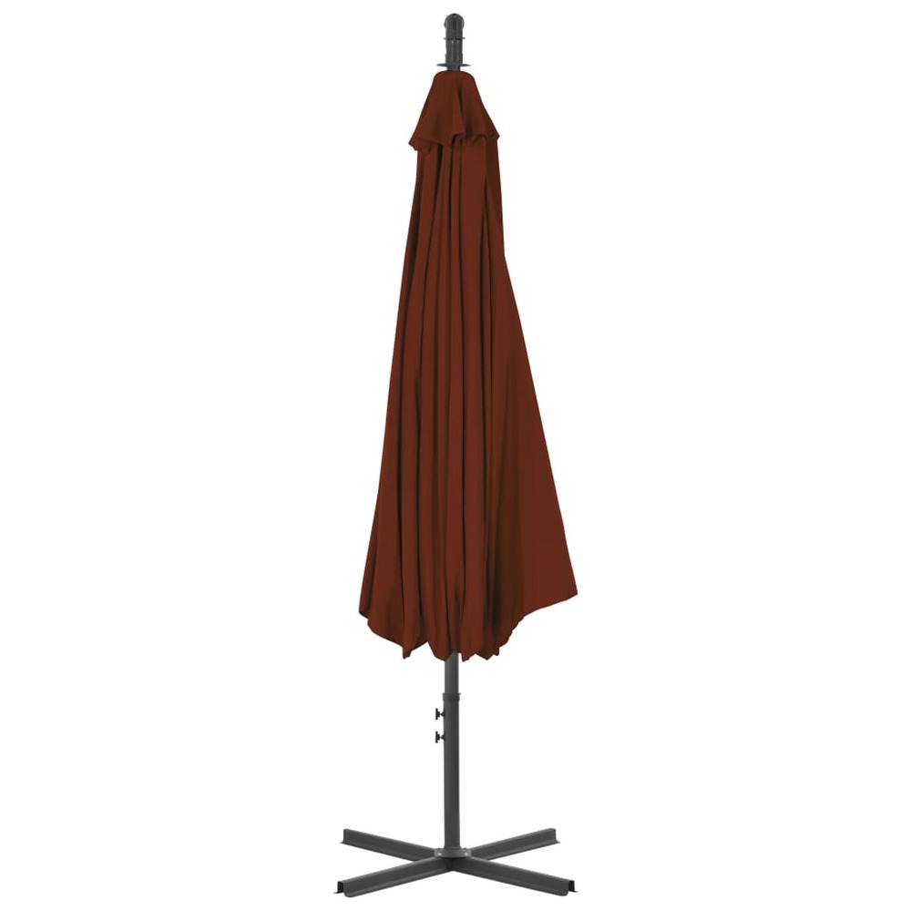 Parasol meuble de jardin déporté avec mât en acier 300 cm terre cuite