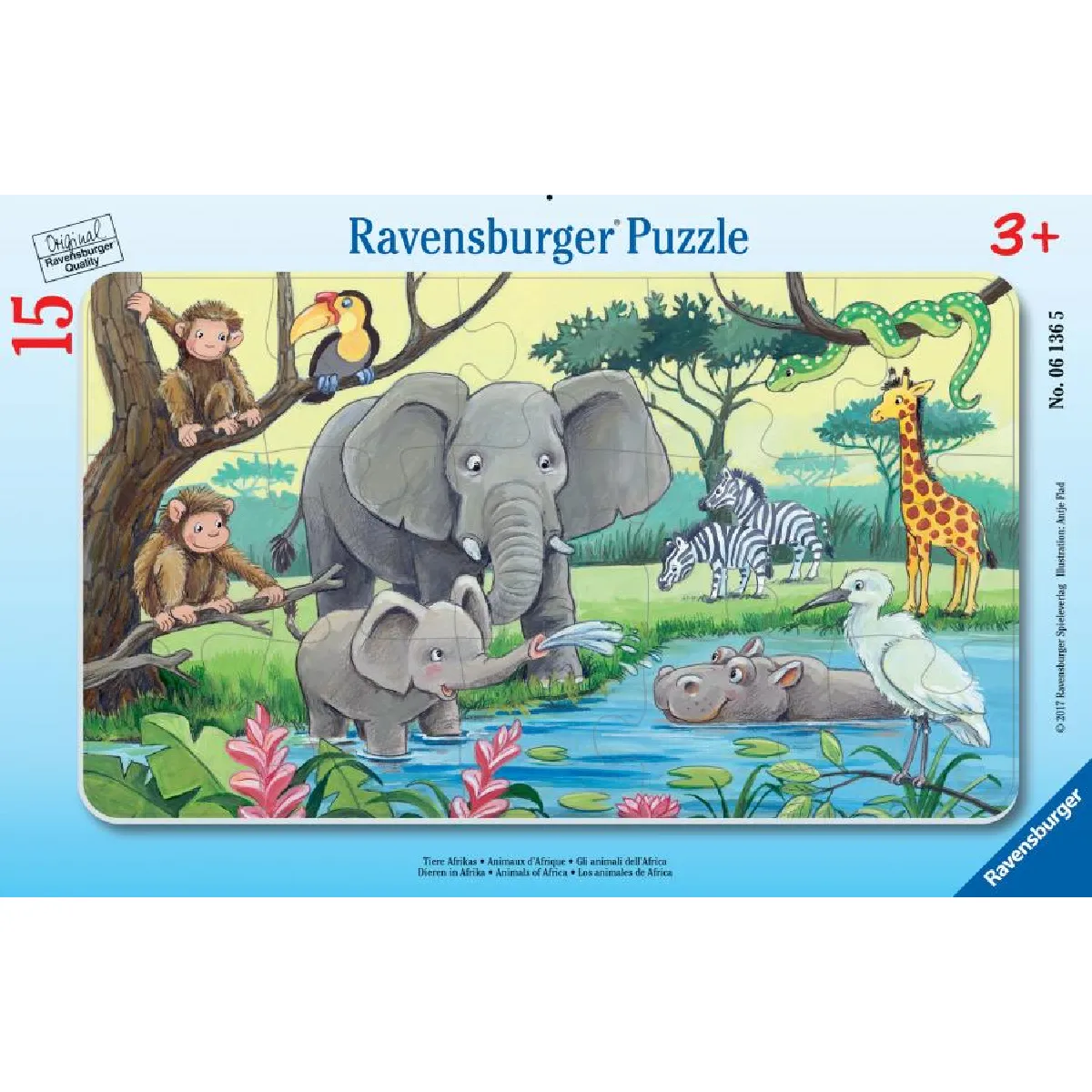 Ravensburger Animaux d'Afrique Puzzle Cadre 15 Pièces