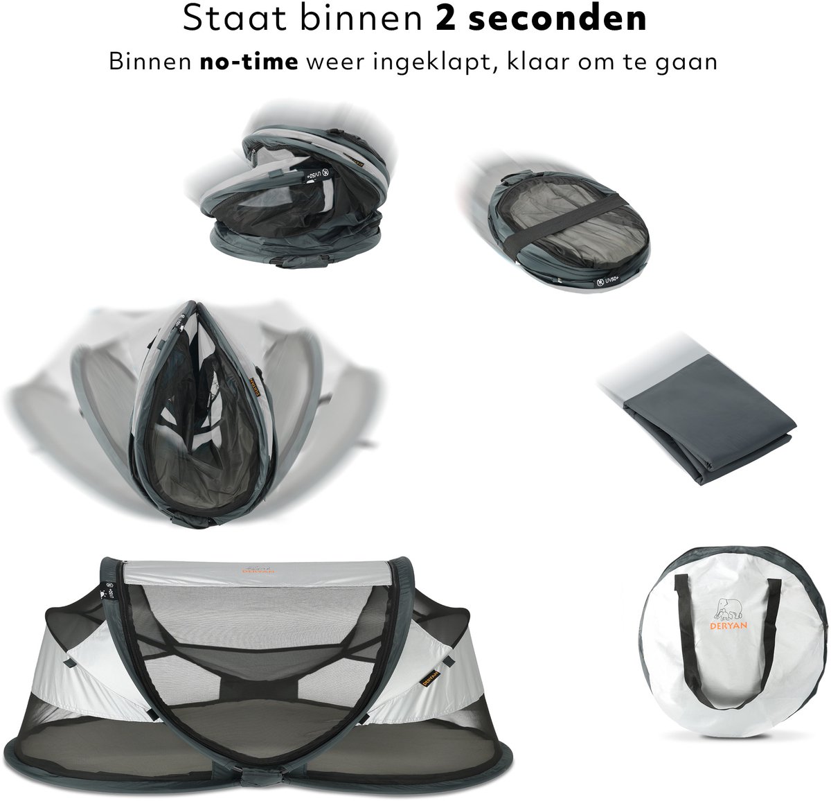 Deryan Baby Luxe campingbedje - Silver