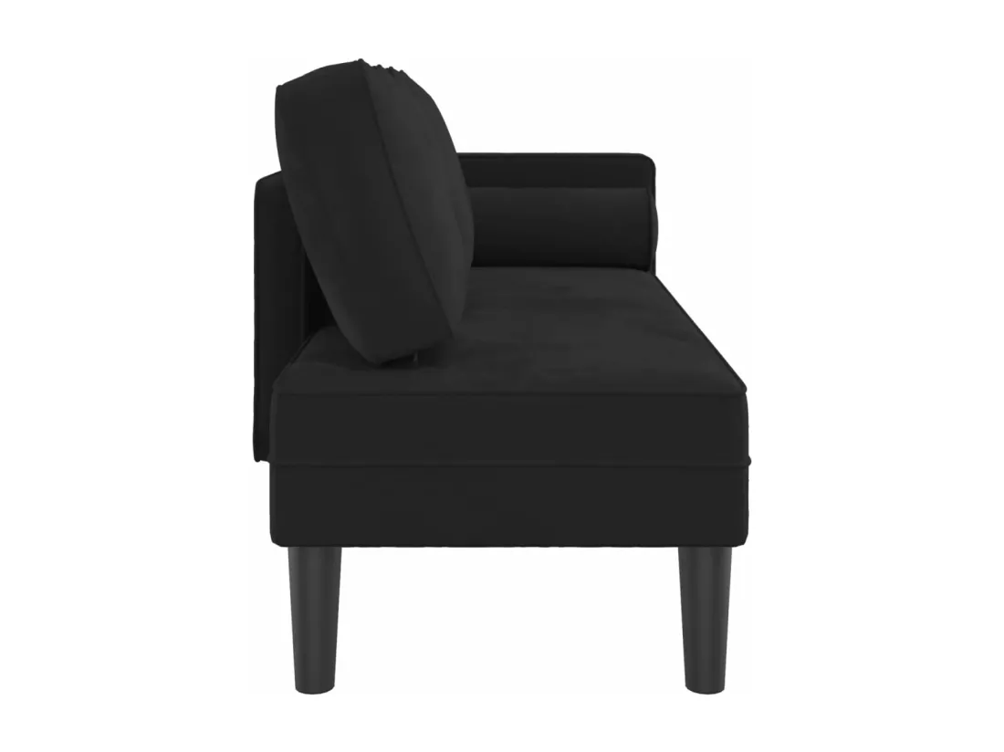 Prolenta Premium - Chaise longue avec coussins noir velours