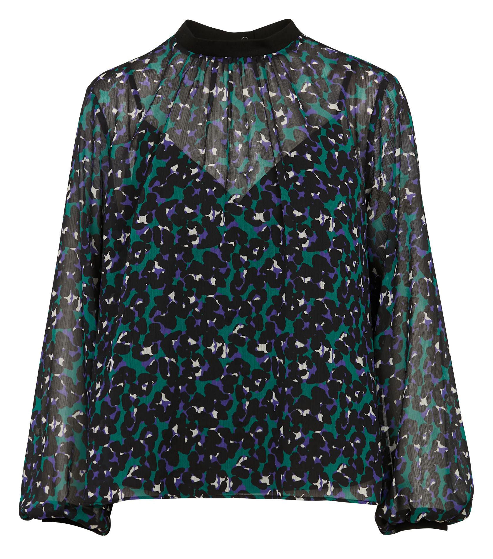 CAXIE - Blouse col montant imprimée| Vert