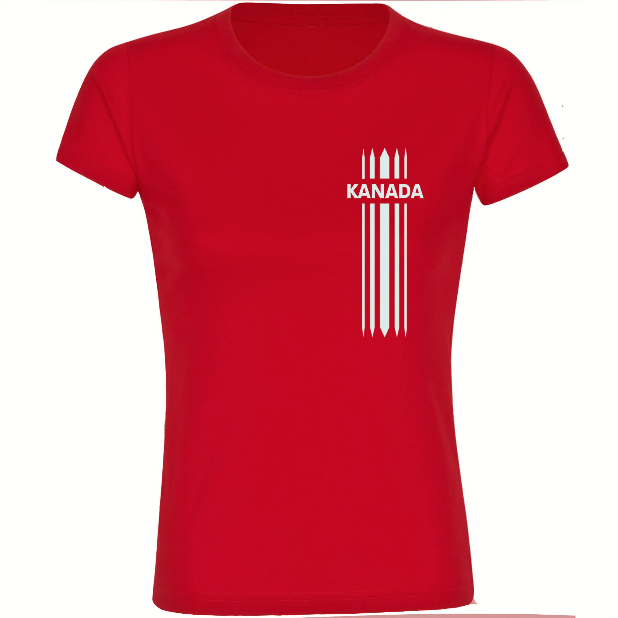 multifanshop® Damen T-Shirt - Kanada - Streifen - Druck weiß