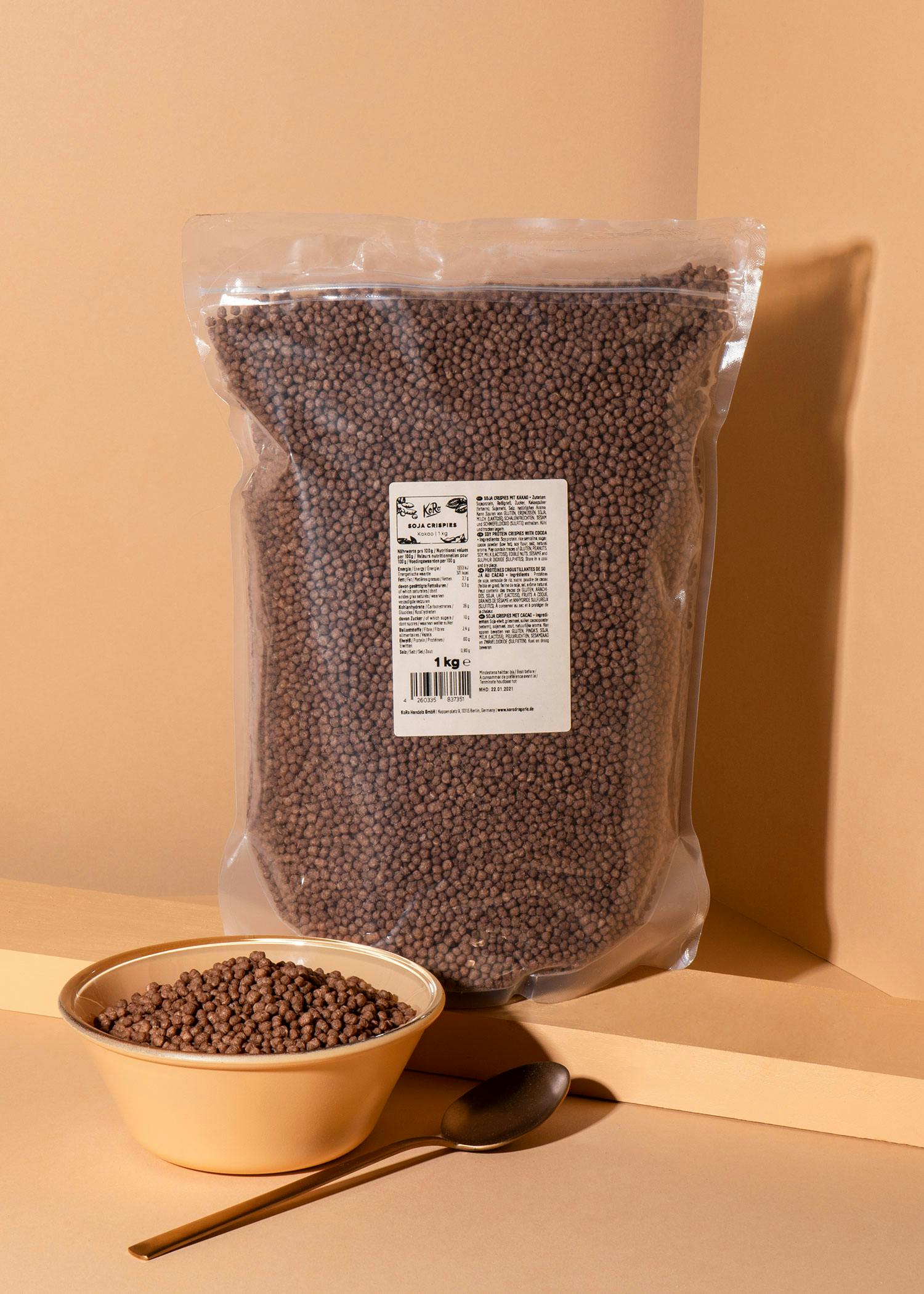 Soja Protein Crispies mit Kakao und 58 % Protein 1 kg