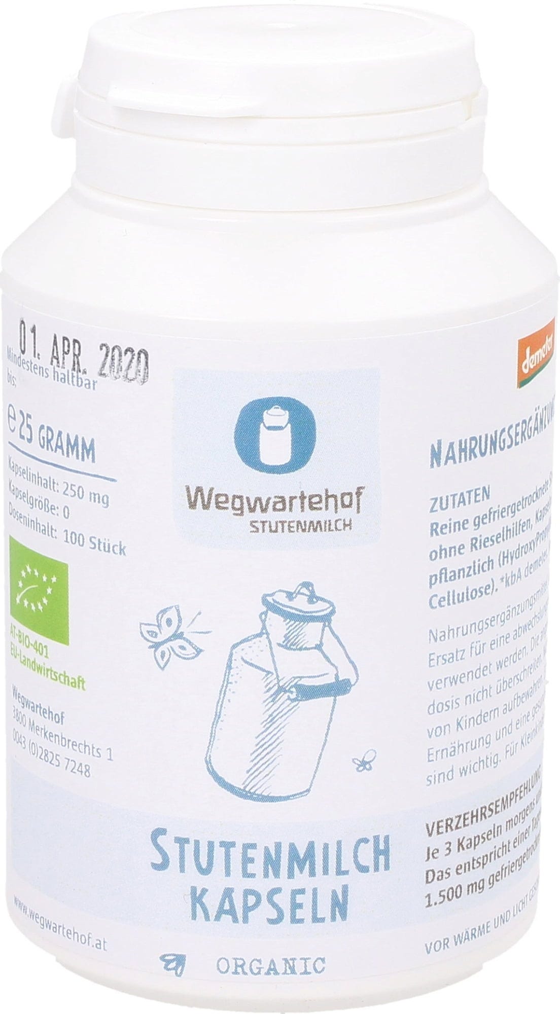 Wegwartehof  Demeter BIO Stutenmilchkapseln, 100 Kapseln