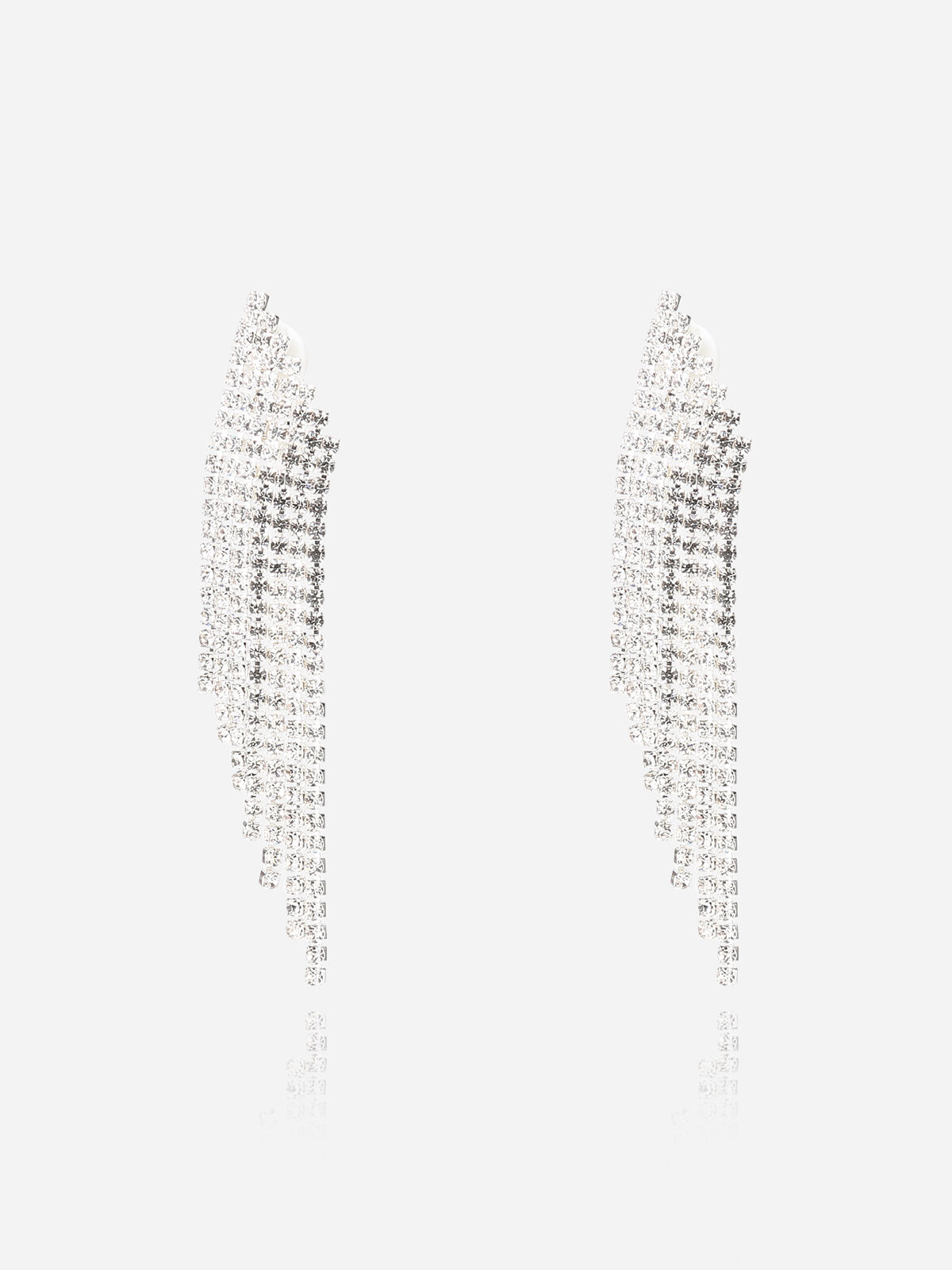 Boucles d'oreilles à franges strassées- Argenté