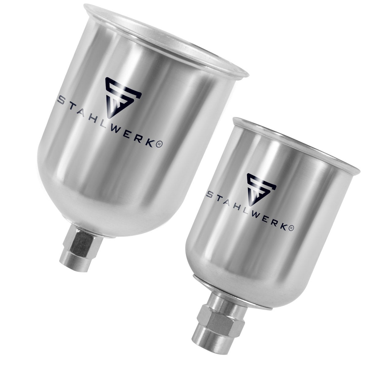 STAHLWERK Aluminium Verfbekerset / Gravity Verfbekers 125 ml en 600 ml Verfbekers