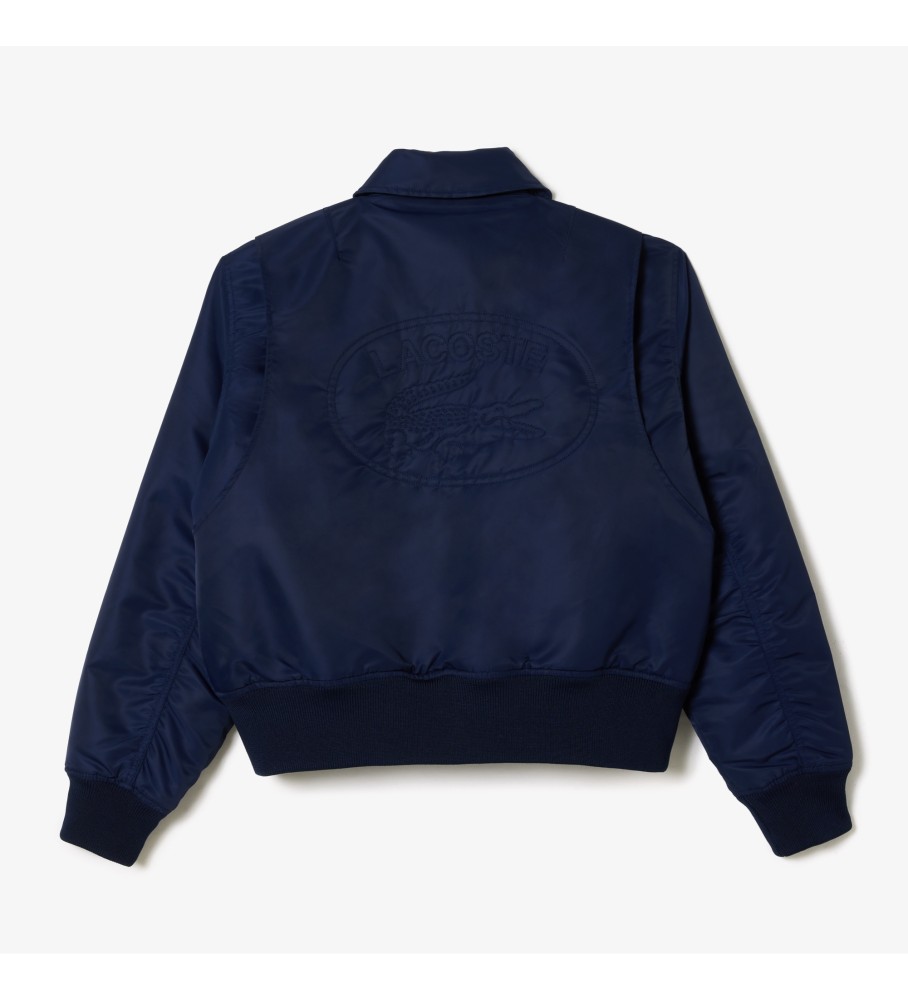Jaqueta bomber oversized azul marinho da Lacoste