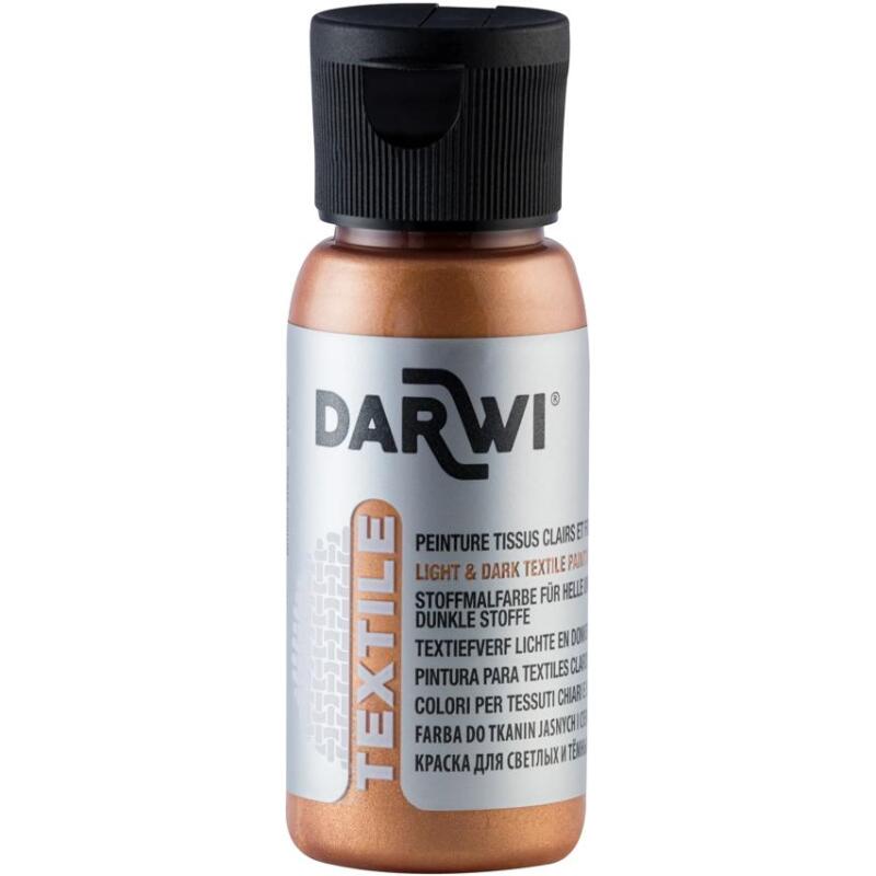 DARWI Flacon de 50 ml de Peinture Textile Métallique - Cuivre