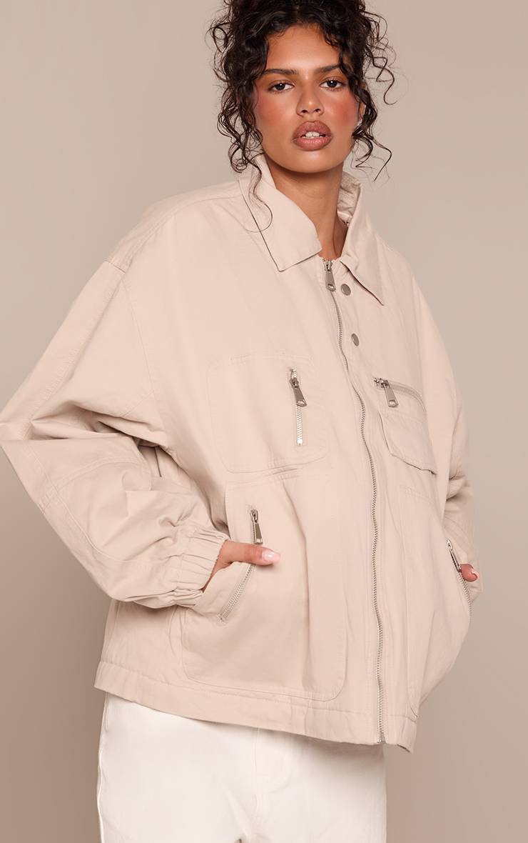 Ecru Veste Oversize En Sergé