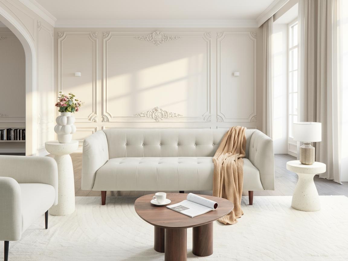 Bank 3-zits BYSKE Stof Lichtbeige