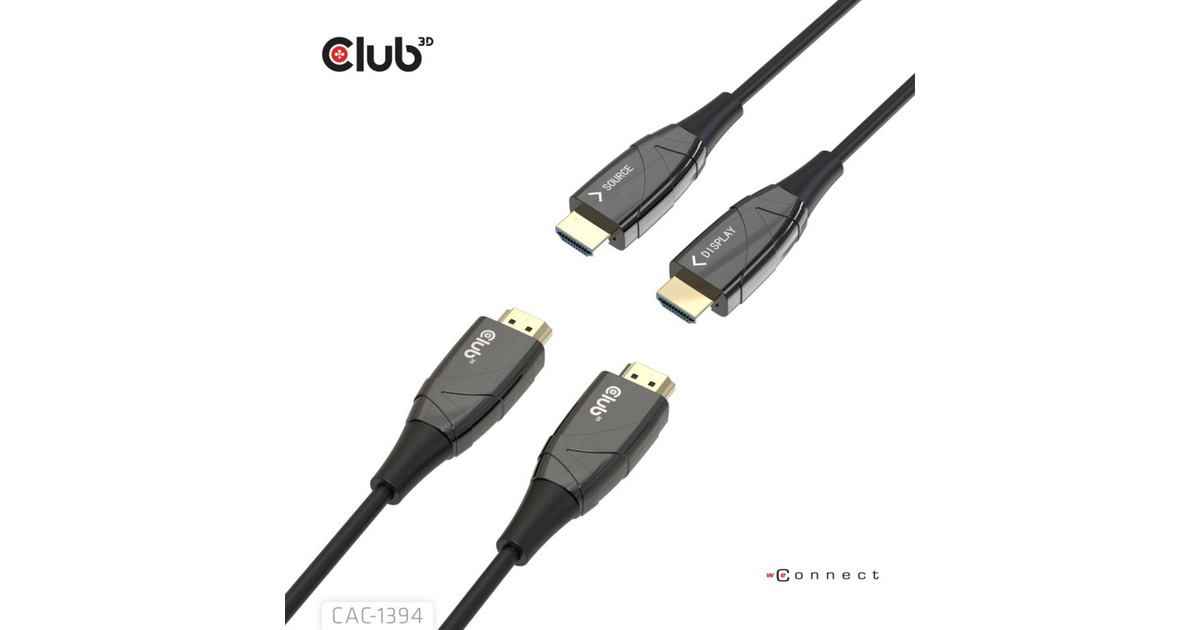 Club 3DHDMI Hybrid AOC Cable 8K60Hz/4K120Hz, 100 m kabel  (Zwart)