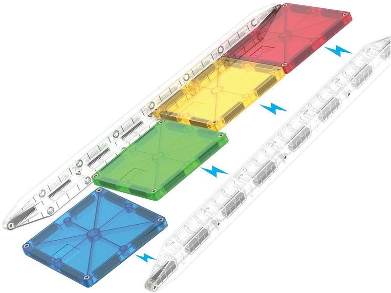 Magna-Tiles Rail Racers Deluxe 90 Teile Deluxe Bau- und Rennset mit 90 magnetischen Teilen