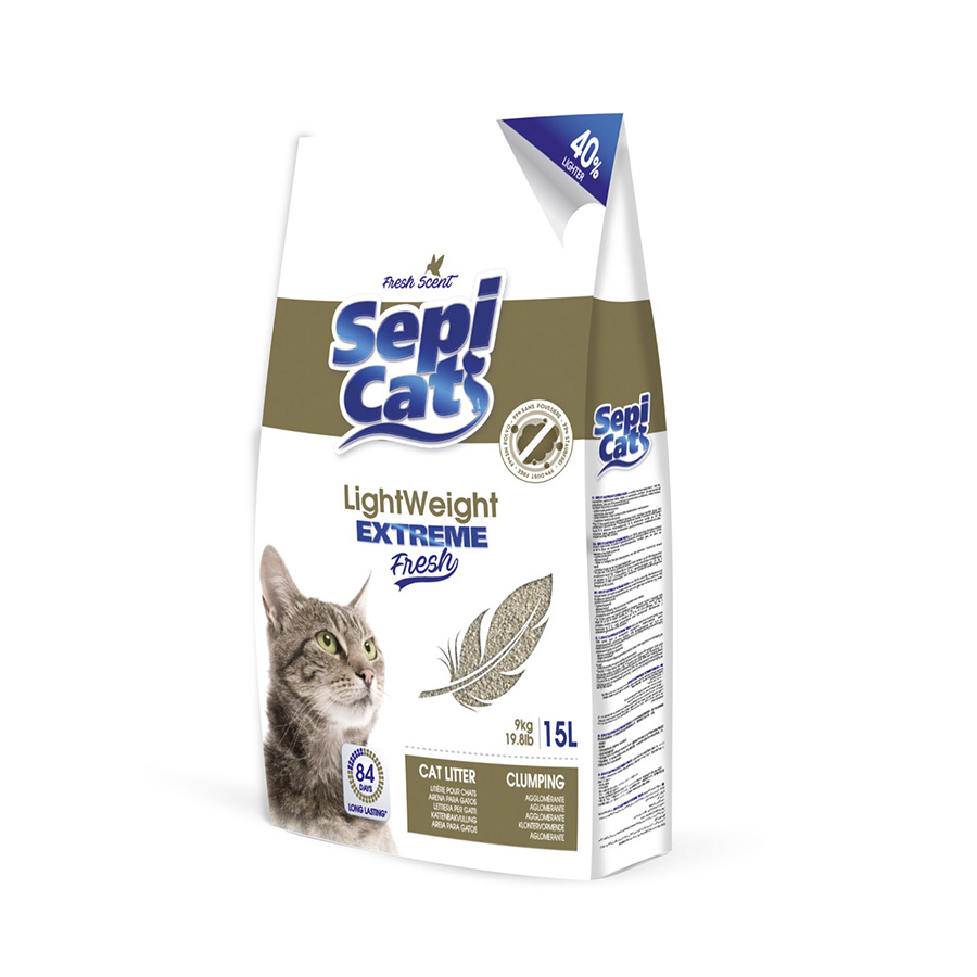 15 L Sepicat LightWeight Extreme Fresh arena aglomerante ligera para gatos