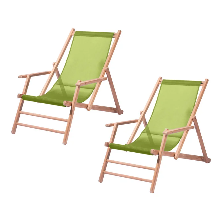 Jan Kurtz - Maxx Deckchair, Teakholz / Bezug Kunststoffgewebe pistazie (2er-Set)