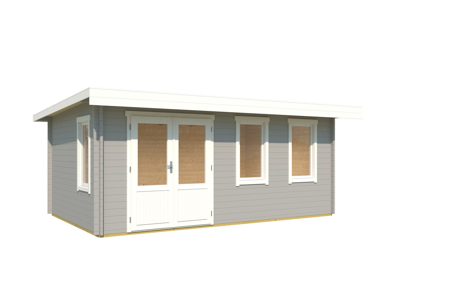 Gartenhaus BARUDA 53 - lichtgrau - Fichte massiv - 510x330 cm