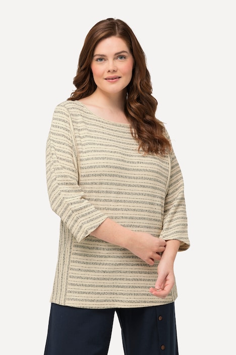 Sweatshirt, Streifen, Rundhals, 3/4-Arm, Biobaumwolle