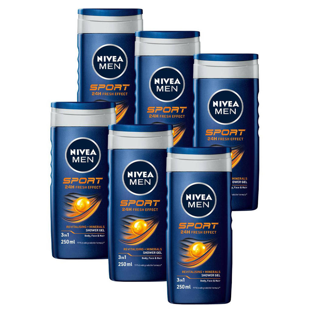 Sport douchegel - 6 x 250 ml - voordeelverpakking