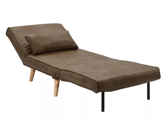 Fauteuil convertible POSIO en microfibre vieillie - Marron