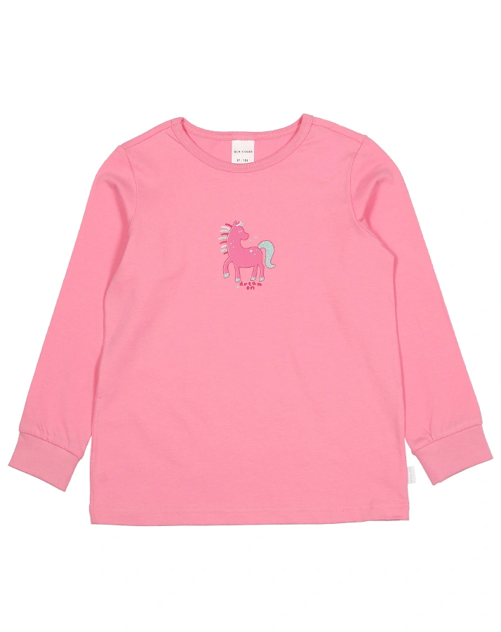 Schlafanzug CLASSICS – PFERD 2-teilig lang in rosa/pink