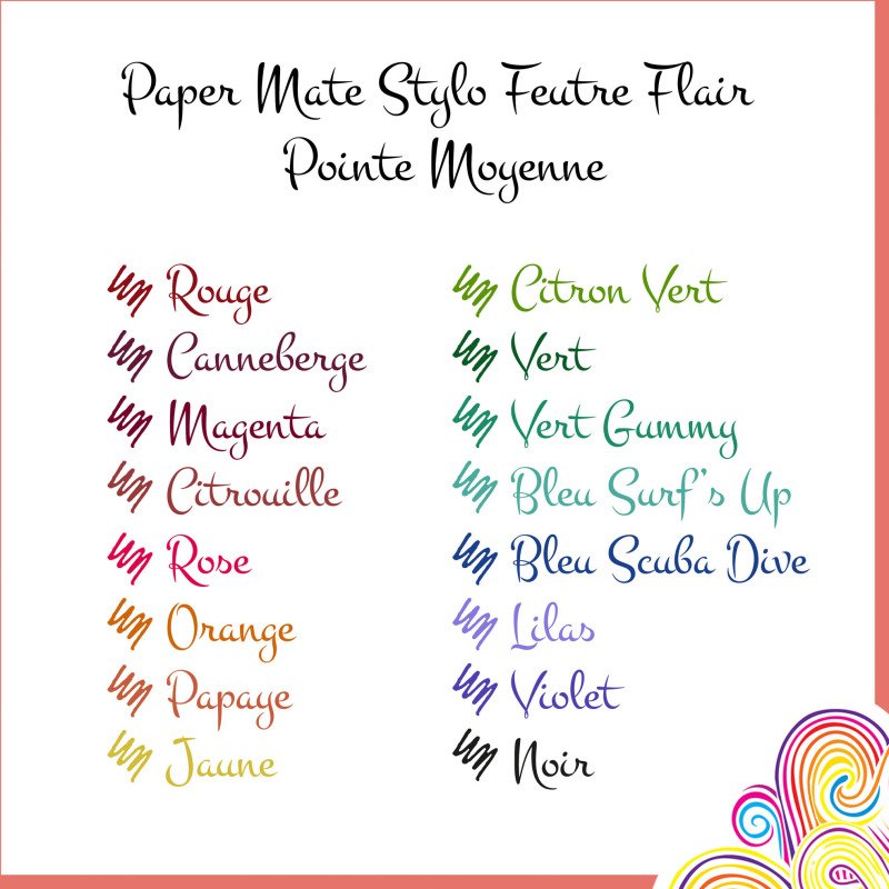 Stylo feutre Papermate Flair Retro écriture moyenne - Pochette de 16