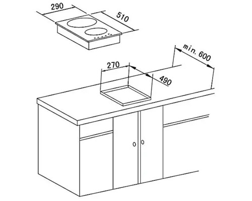 Optifit enkele keuken met apparatuur Lagos286 150 cm wit glanzend gedemonteerde variant omkeerbaar KPLG 1500D-9+